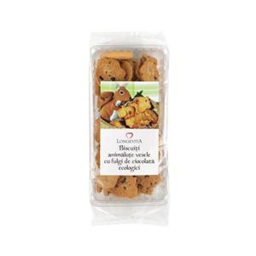 Biscuiti animalute vesele cu fulgi de ciocolata eco 140g (LO