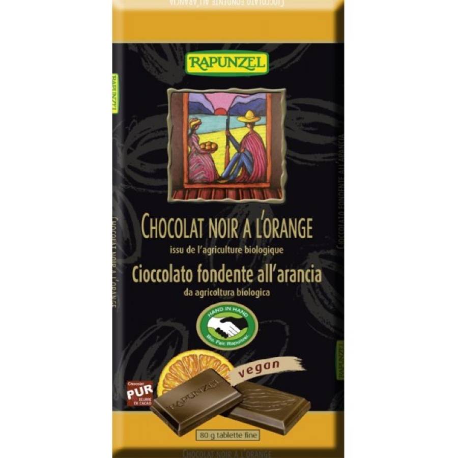 Ciocolata amaruie 55% cacao cu portocale eco x 80g (RAPUNZEL