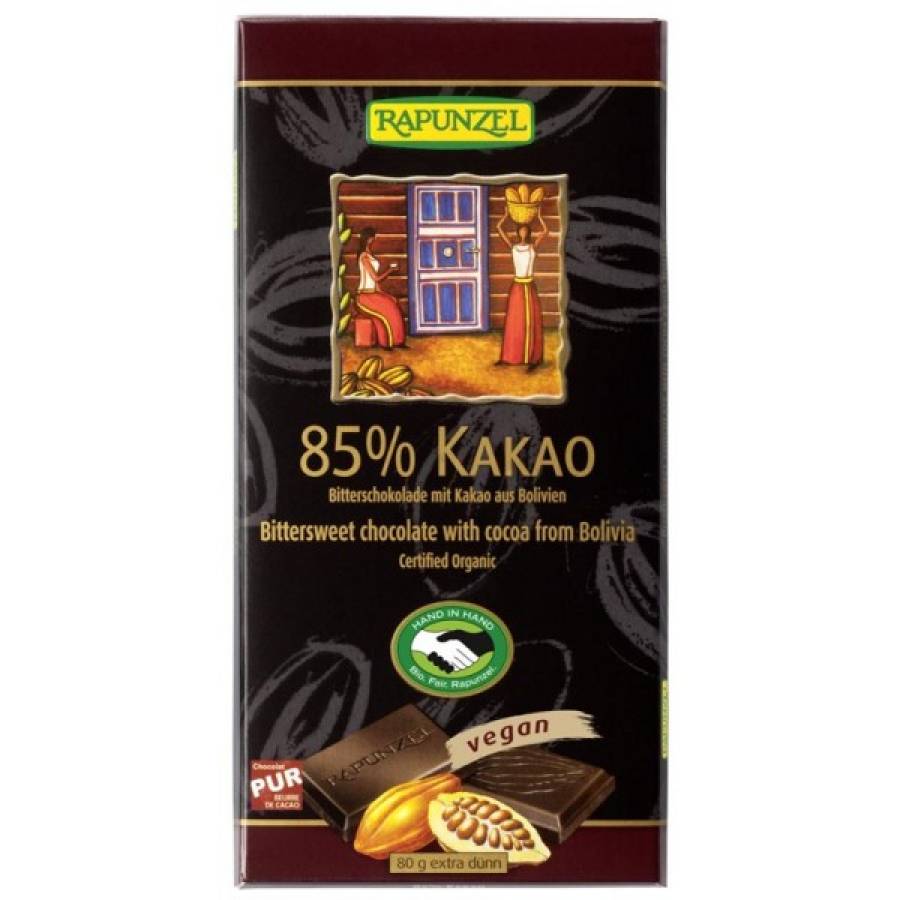 Ciocolata amaruie 85% cacao eco x 80gr (RAPUNZEL)