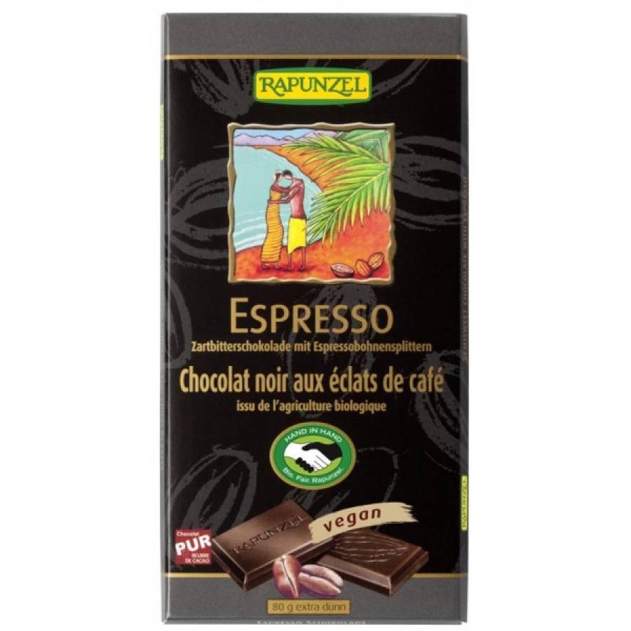 Ciocolata amaruie cu espresso eco x 80g (RAPUNZEL)