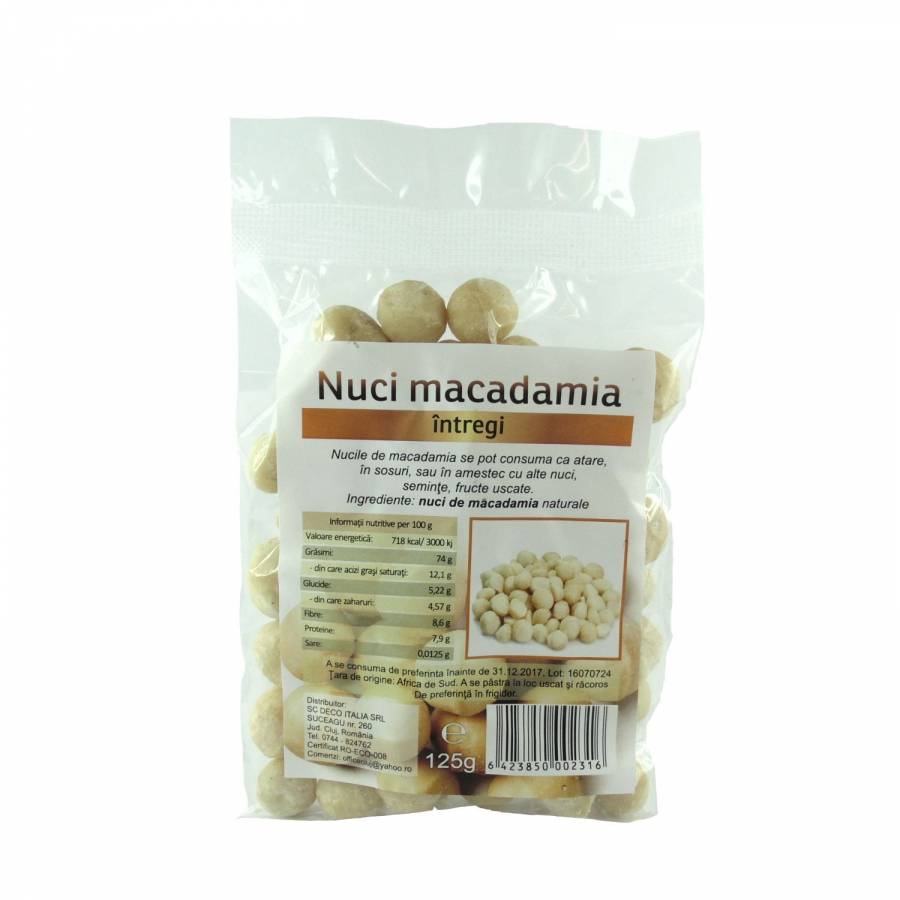 Nuci de macadamia intregi x 125gr (DECO ITALIA)