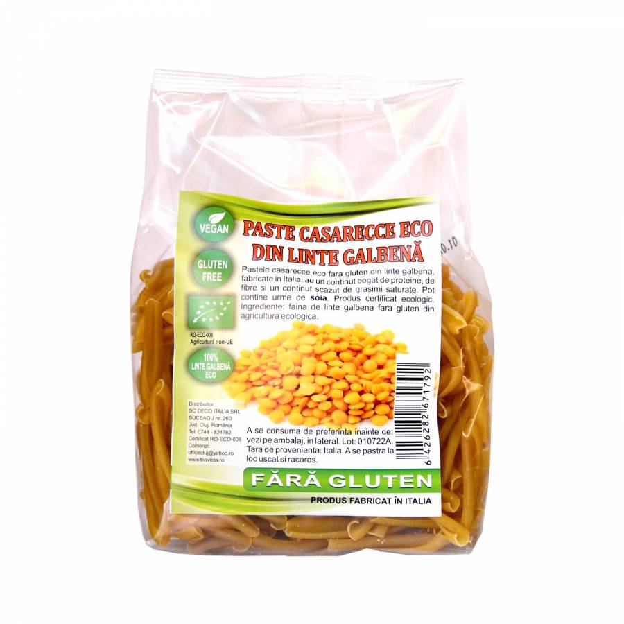 Paste casarecce eco fara gluten cu linte galbena x 250g (DEC