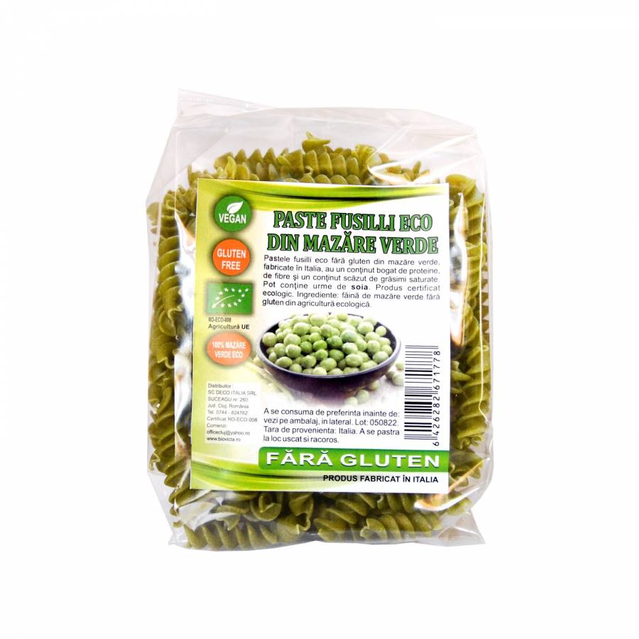 Paste fusilli eco fara gluten cu mazare verde x 250g (DECO I