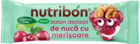 NUTRIBON Baton vegan destept de nuca cu merisoare (fara gluten) x 30g