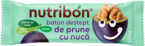NUTRIBON Baton vegan destept de prune cu nuca (fara gluten) x 30g